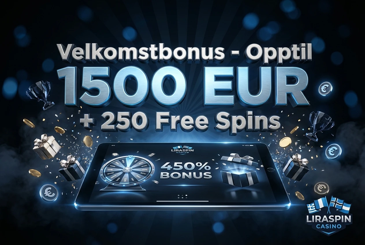 Velkomstbonus - Opptil 1500 EUR + 250 Free Spins